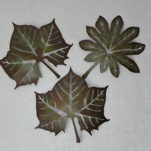 Metal Leaf Wall Art Set of 3 Leaves Home Decor Leaf Hanging Wall Art Decor